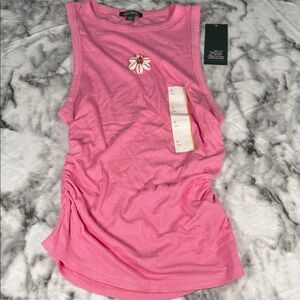 wild fable Pink Ribbed Tank with Daisy Applique